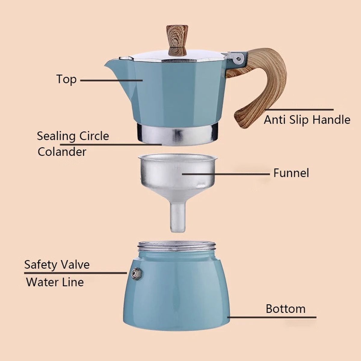 GENERICO - Cafetera Italiana vintage 300 ml