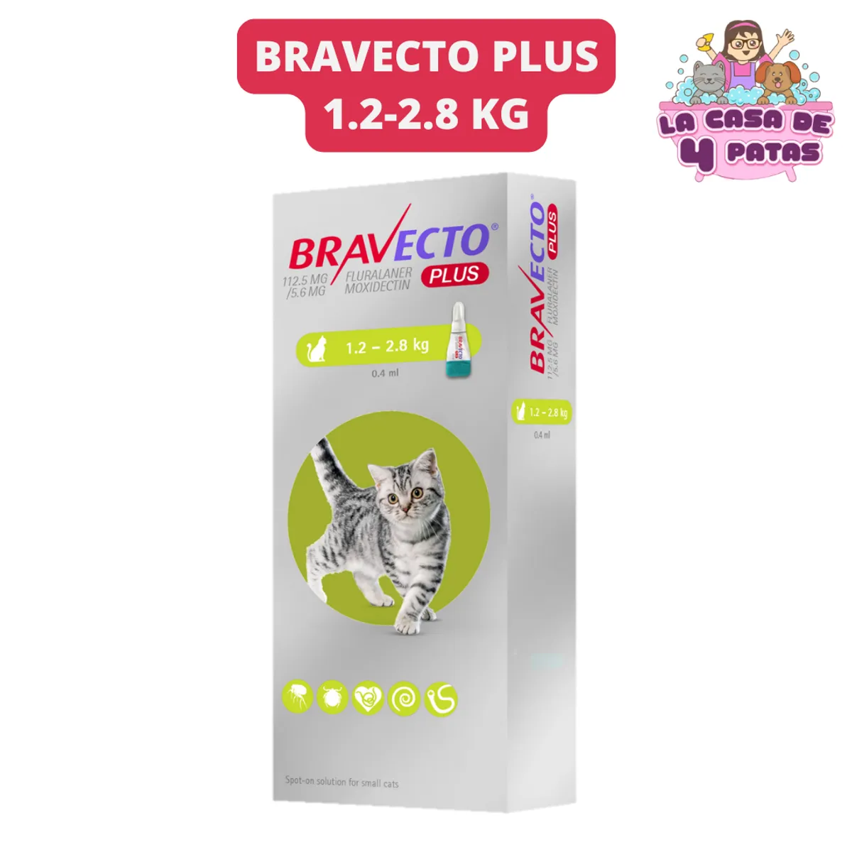 BRAVECTO - BRAVECTO PLUS ANTIPULGAS 1.2 A 2.8.