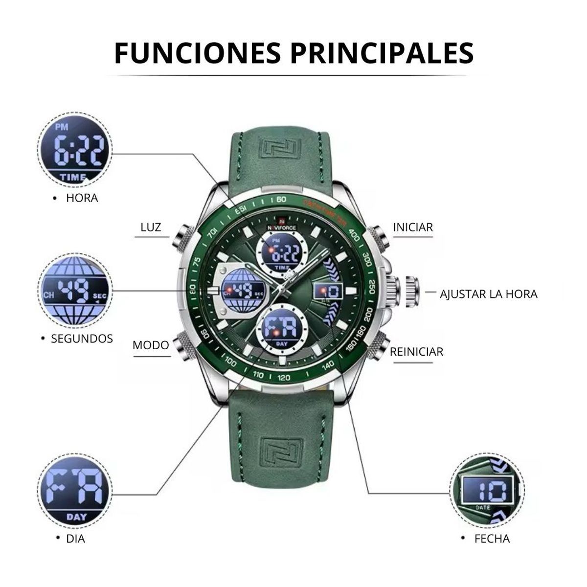 NAVIFORCE - Reloj Naviforce 9197 para Hombre con Correa de Cuero en Caja