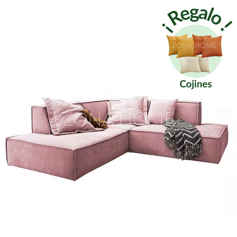 GENERICO - Sofá Seccional Mateo 3 Cuerpos Modular - Rosado