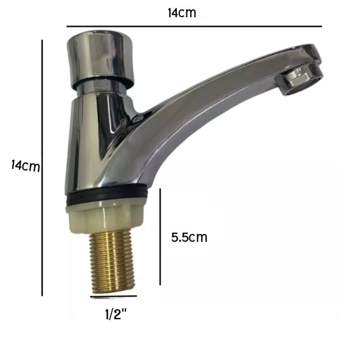 GENERICO - Llave caño temporizador para lavabo o lavamanos de acero cromado