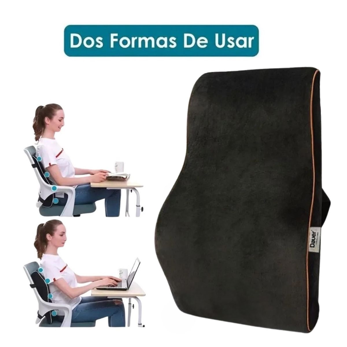 DAUER - Cojín para  Espalda con Gel Refrescante y Carbón de Bambú