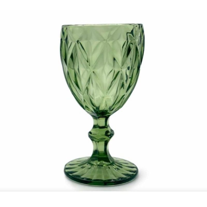 GENERICO - Set de Copas de 6 piezas  Labradas VERDE 250 ML