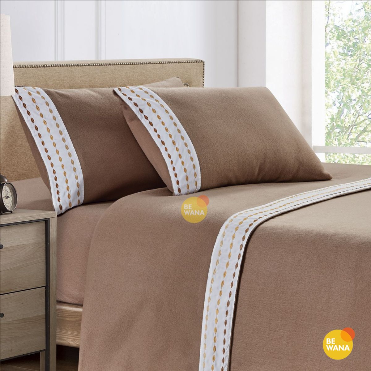 CASATEX - Set de Sabanas Polar Bordada Ultra Suave de 4 Piezas 2 Plazas