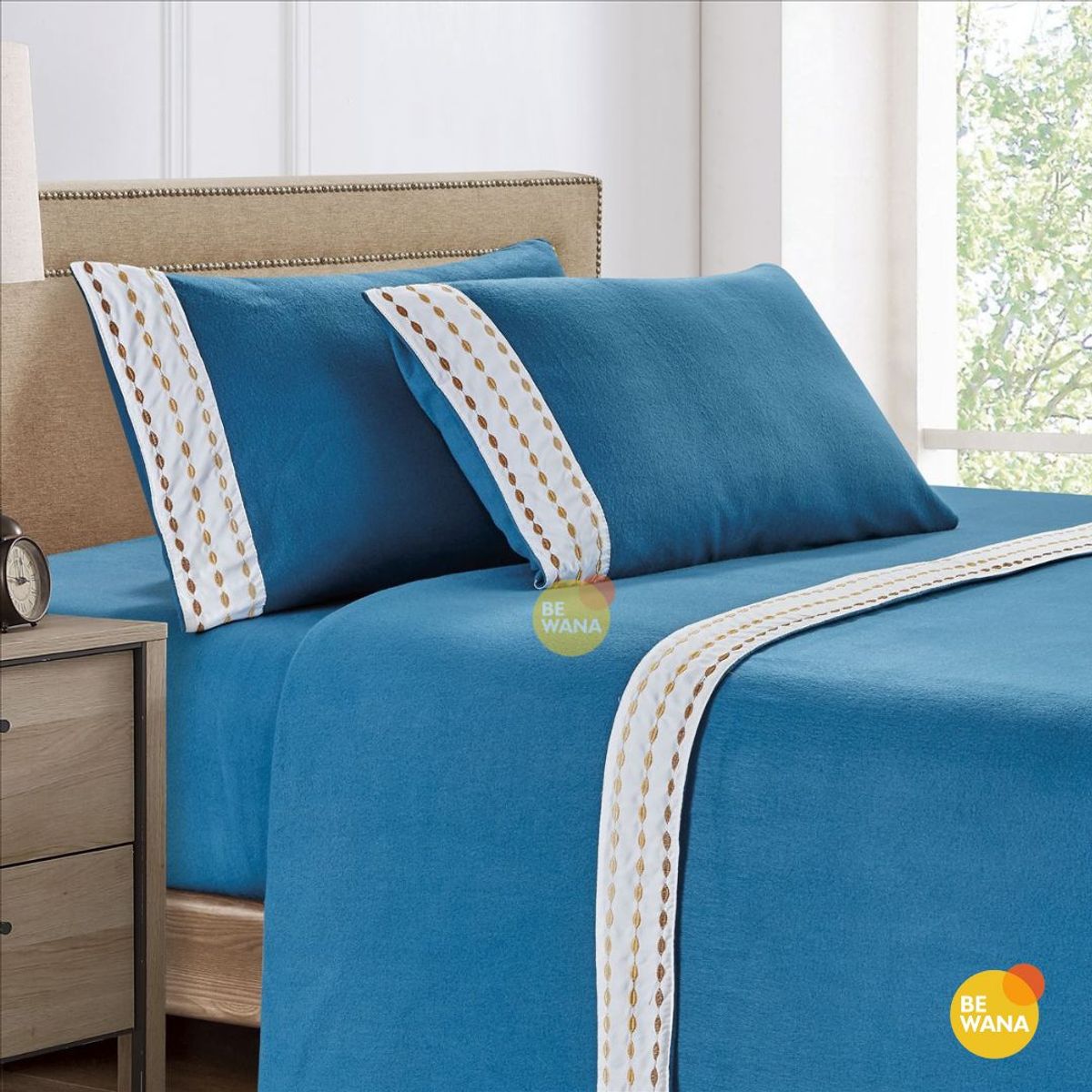 CASATEX - Set de Sabanas Polar Bordada Ultra Suave de 4 Piezas 2 Plazas