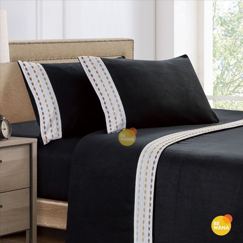 CASATEX - Set de Sabanas Polar Bordada Ultra Suave de 4 Piezas 2 Plazas