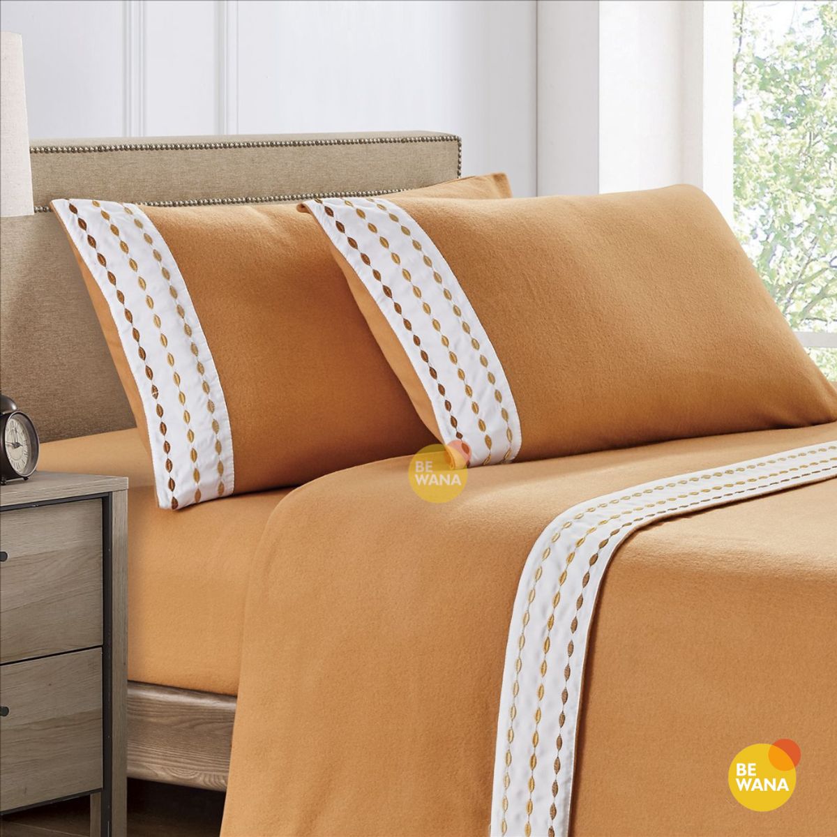 CASATEX - Set de Sabanas Polar Bordada Ultra Suave de 4 Piezas 2 Plazas