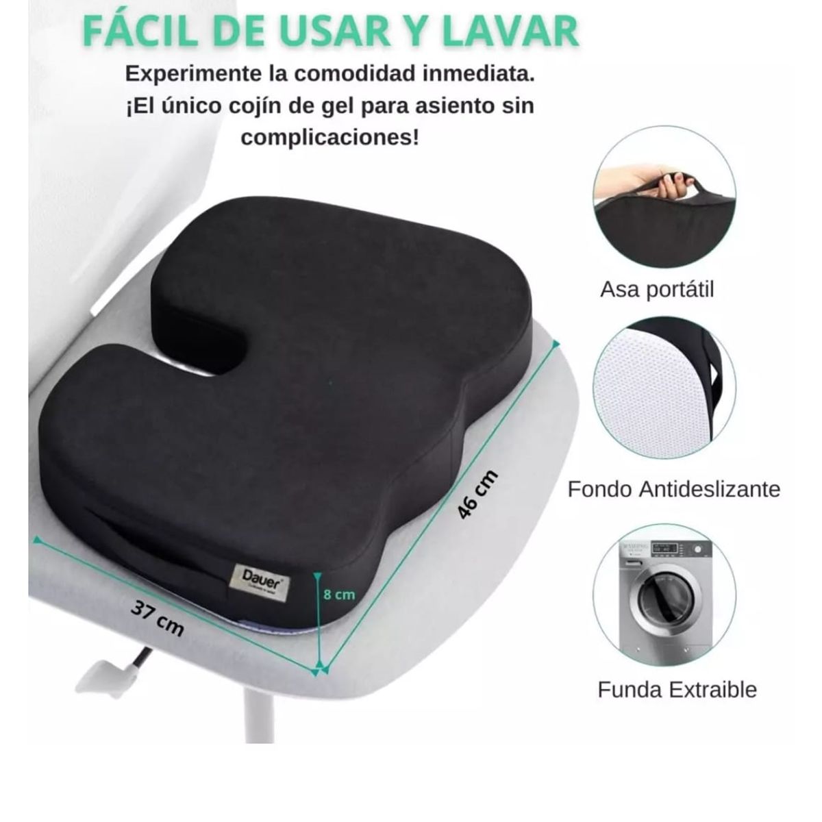 DAUER - Asiento Cojín Ortopédico  para Silla de Ruedas Dauer