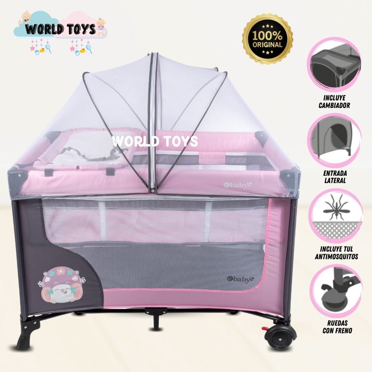 EBABY - Cuna Corral de Lujo «LUUBORN» Edición Limitada Pink