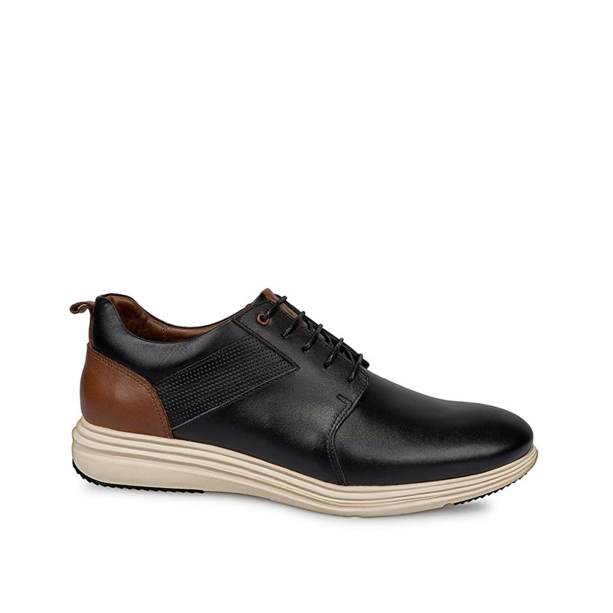 VIALE - Zapato Derby Casual ADRIANO-012 Negro Viale Homme Cuero