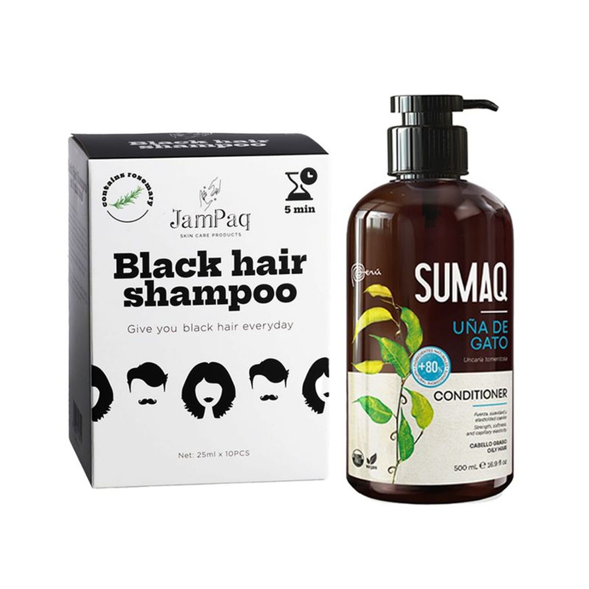 GENERICO - Shampoo Capilar Cubre Canas negro + Acondicionador Uña de Gato