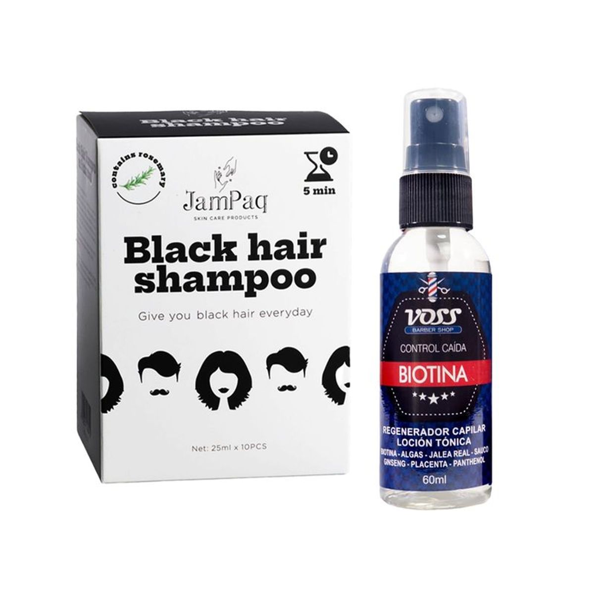 GENERICO - Shampoo Capilar Cubre Canas negro + Biotina control de caída
