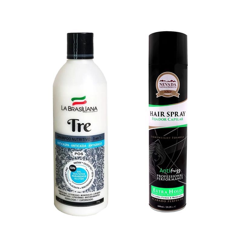 LA BRASILIANA - Shampoo Capilar Tre + Spray Fijador Capilar