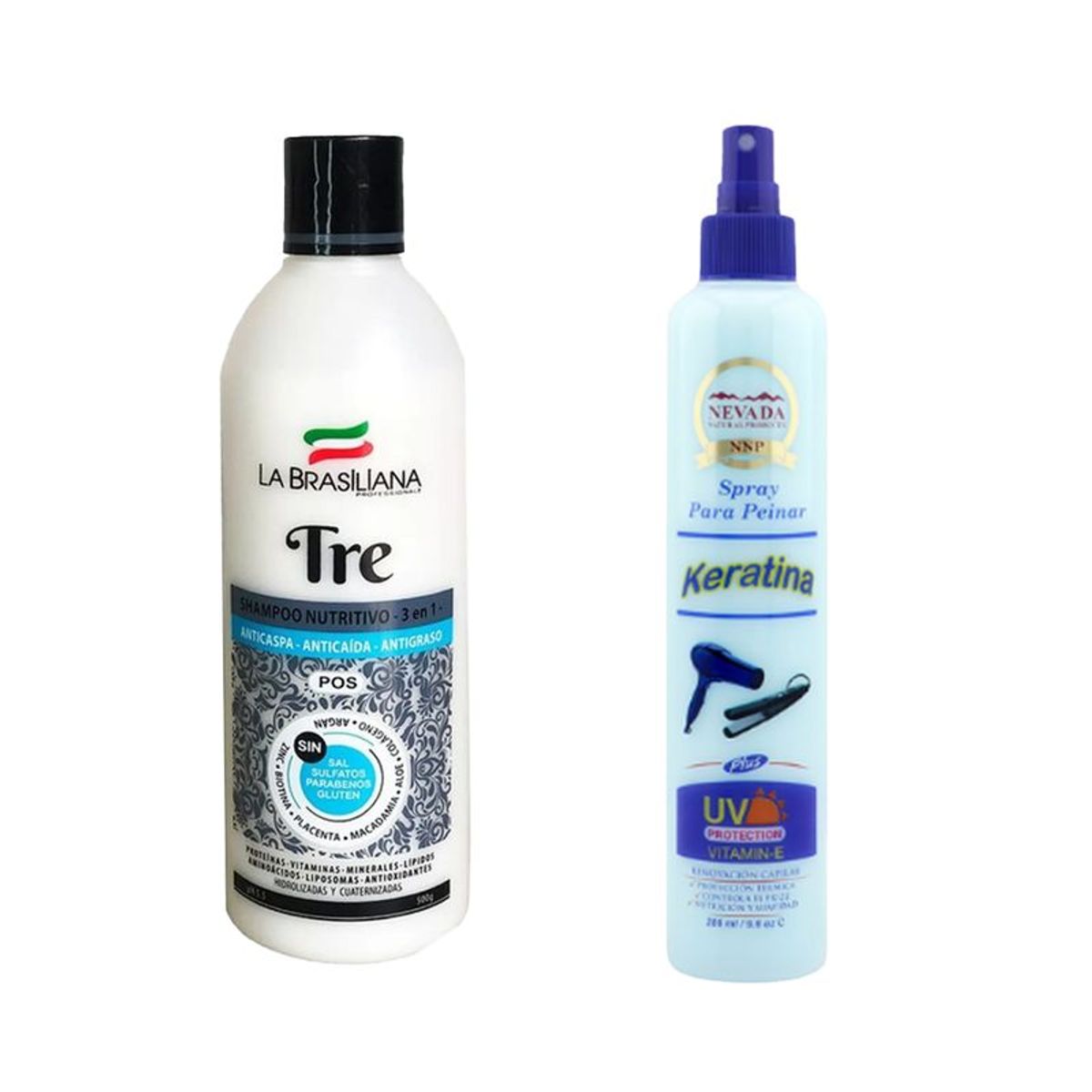 LA BRASILIANA - Shampoo Capilar Tre + Spray Para Peinar Keratina