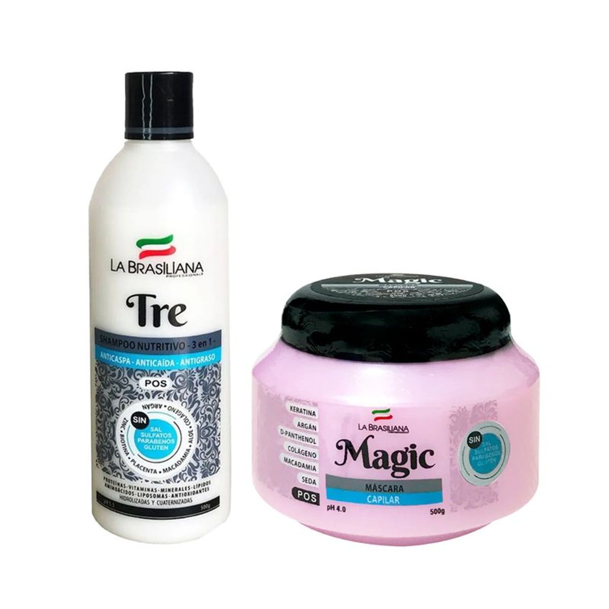 LA BRASILIANA - Shampoo Capilar Tre + Máscara Capilar Pos 500gr
