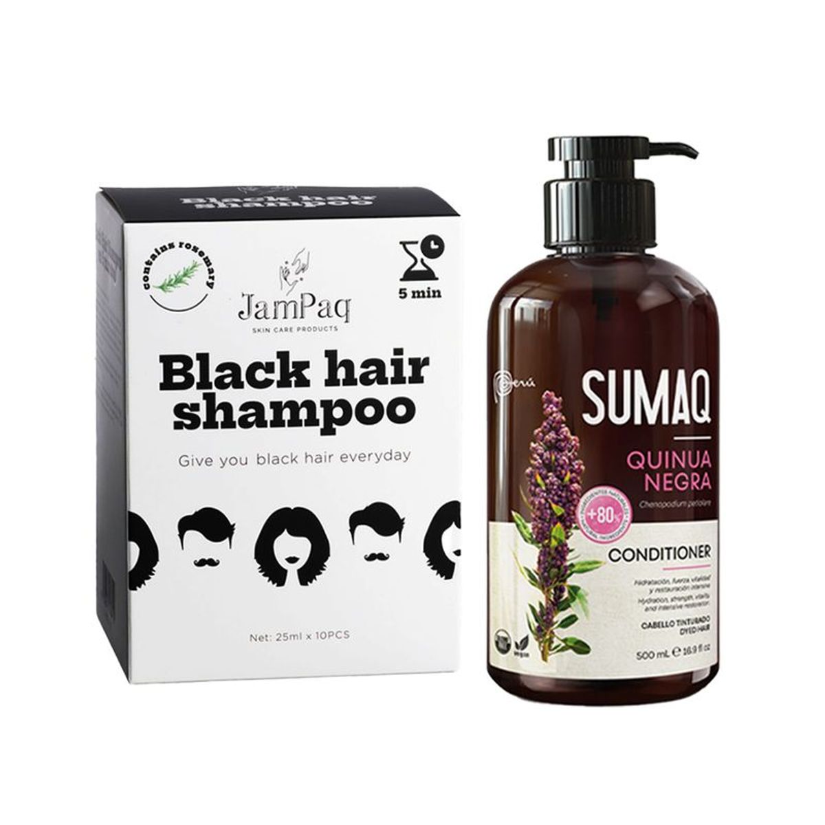 GENERICO - Shampoo Capilar Cubrecanas negro + Acondicionador Quinua Negra