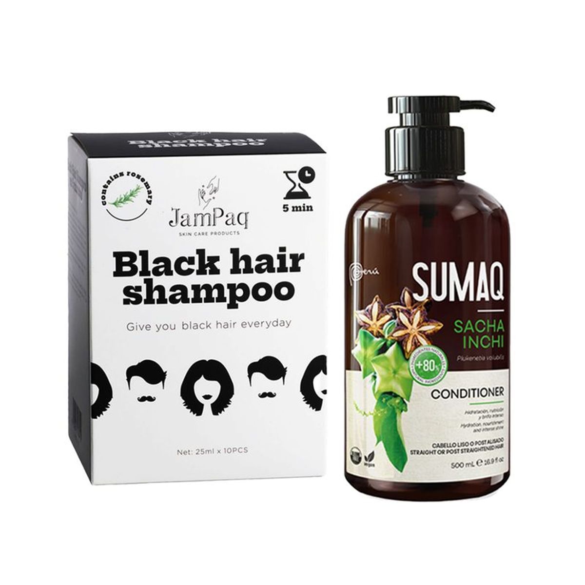 GENERICO - Shampoo Capilar Cubre Canas negro + Acondicionador Sacha Inchi