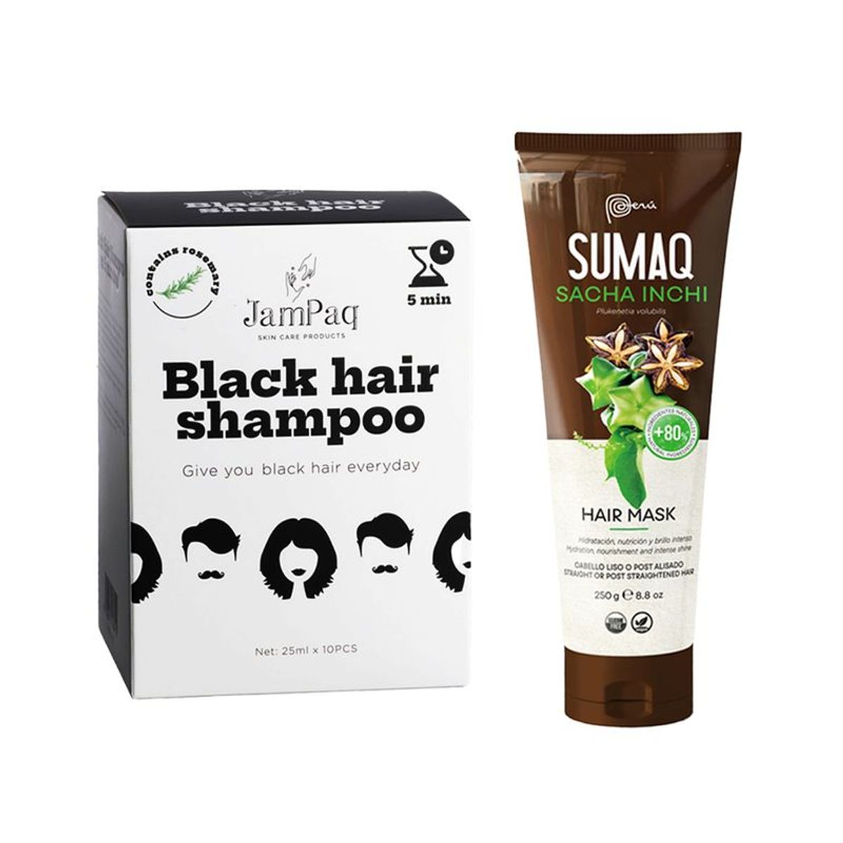 GENERICO - Shampoo Capilar Cubre Canas negro + Máscara Capilar Sacha Inchi