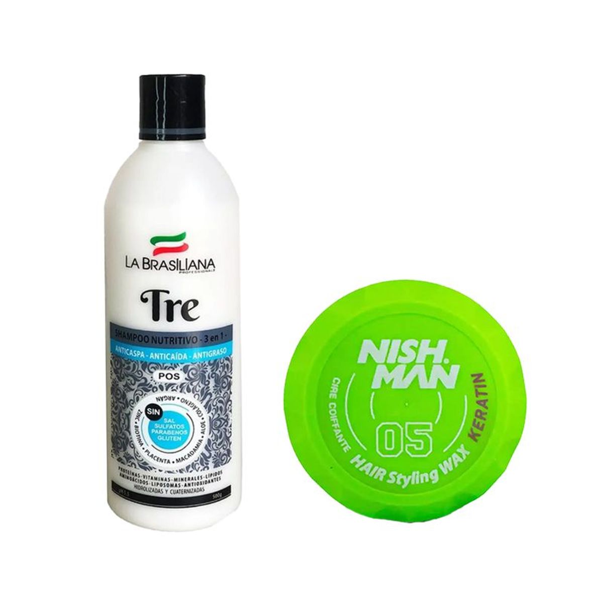 LA BRASILIANA - Shampoo Capilar Tre + Cera Fijadora de Cabello 05 Nishman