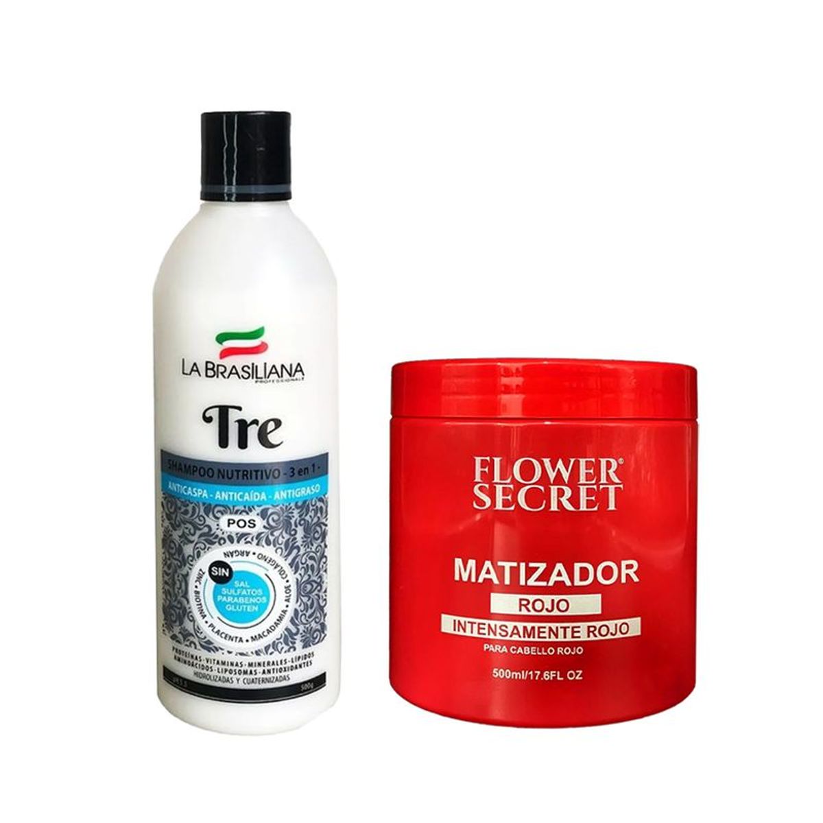 LA BRASILIANA - Shampoo Capilar Tre + Matizador Capilar Intensamente Rojo