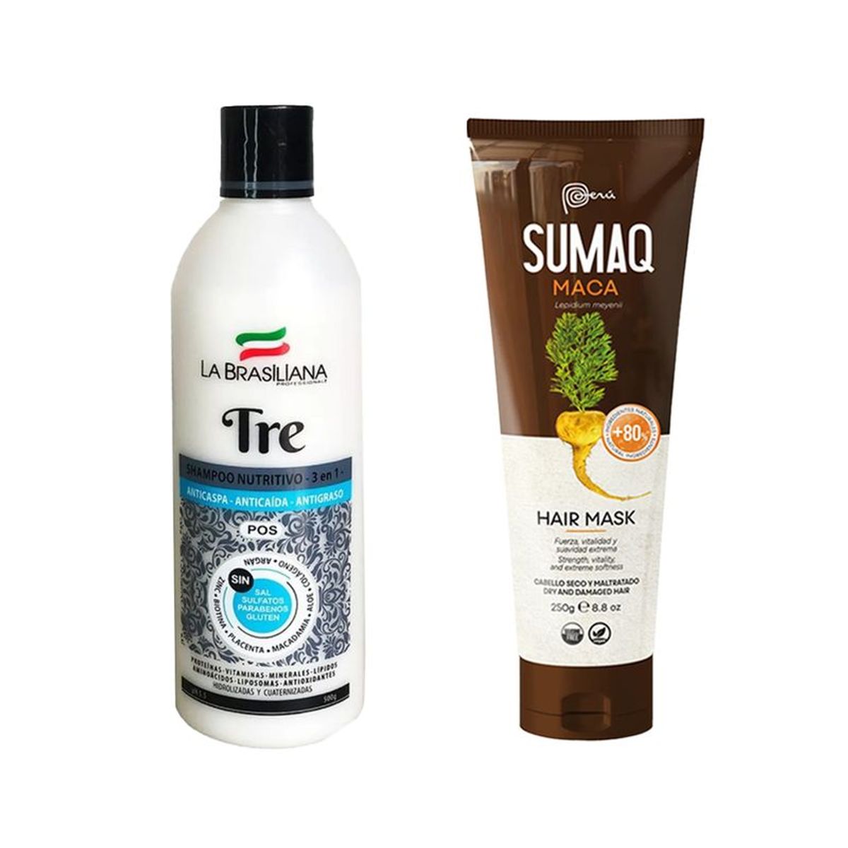 LA BRASILIANA - Shampoo Capilar Tre + Máscara Capilar Extracto Maca