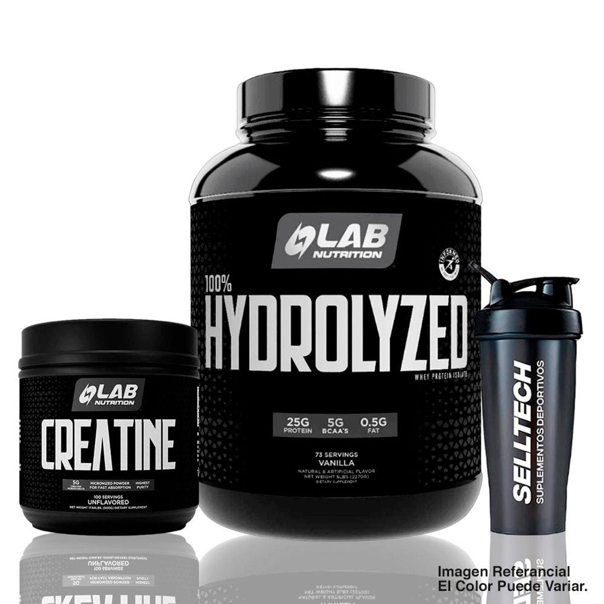LAB NUTRITION USA - Isolate Hydrolizada 5lb Vainilla+Creatina Lab 500gr+Shaker