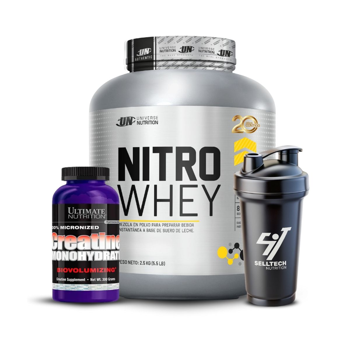 UNIVERSE NUTRITION - Nitro Whey 2.5 kg Vainilla+Creatina Ultimate Nutrition 300gr