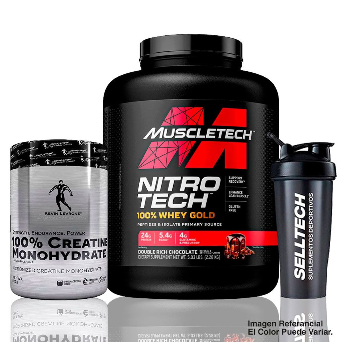 MUSCLETECH - Nitrotech 100% Whey Gold 5lb Chocolate+Creatina Levrone 500g