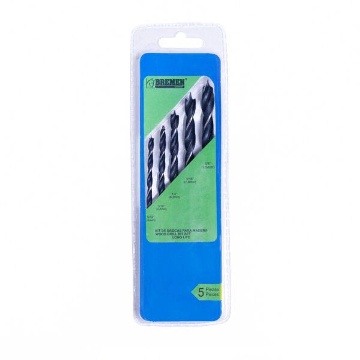 BREMEN - Set Brocas para Madera x 05 pzs. ( 5/32" - 3/8") Bremen - Negras