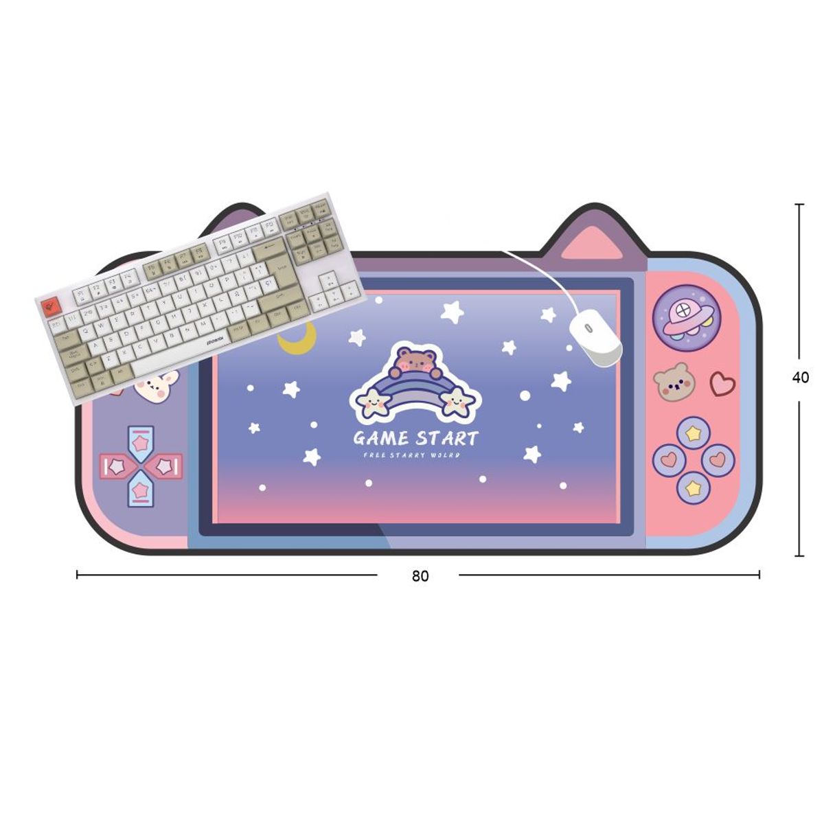 GENERICO - Mouse Pad Gamer Siluette Kawaii Bear Pink