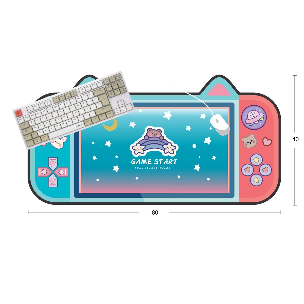 GENERICO - Mouse Pad Gamer Siluette Kawaii Bear Blue