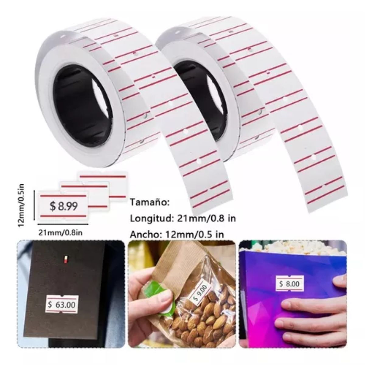 GENERICO - 10 Rollos 8000 Etiquetas Universales Precio Aplicable Mx5500