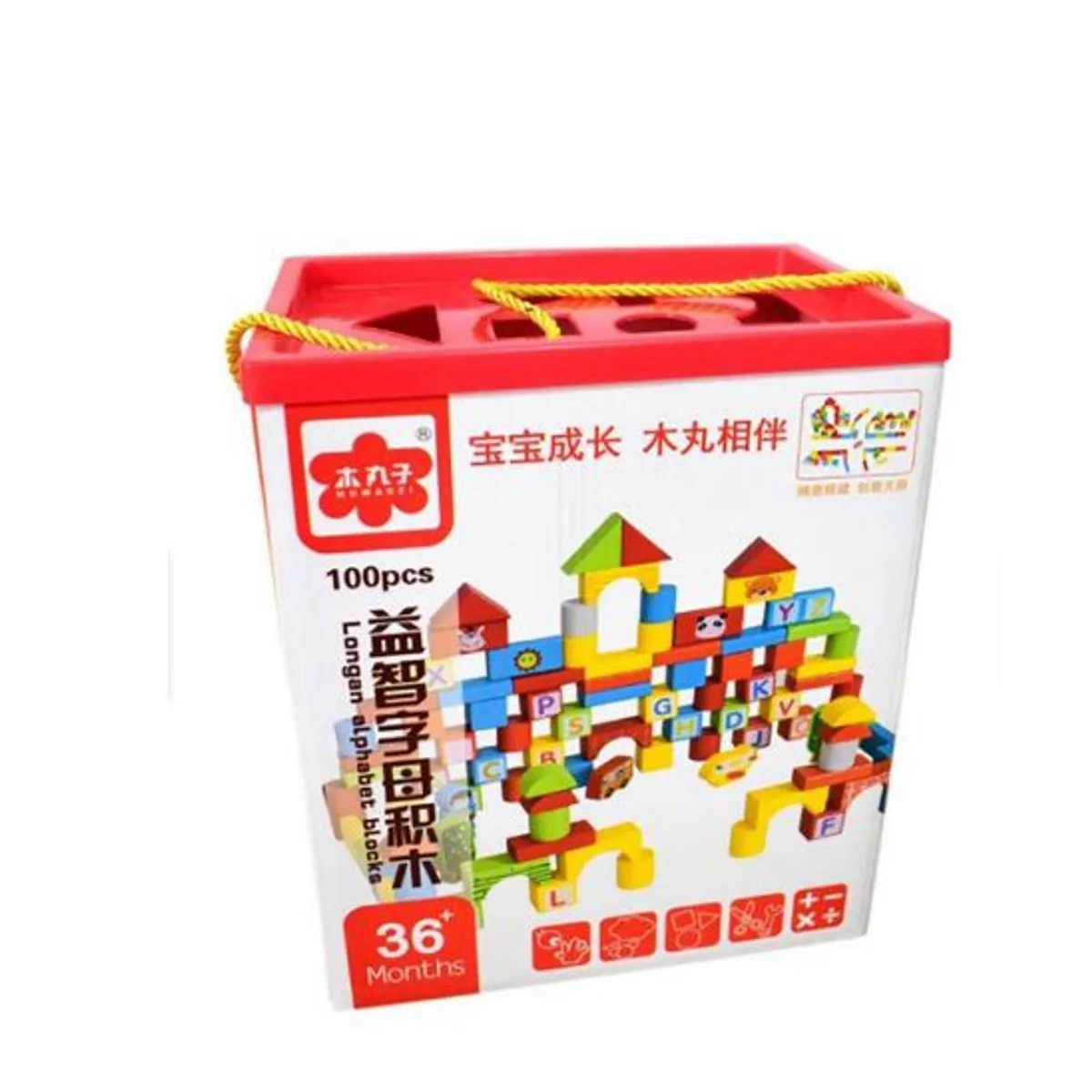 GENERICO - Bloques De Construccion De Madera 50 pzs a Color