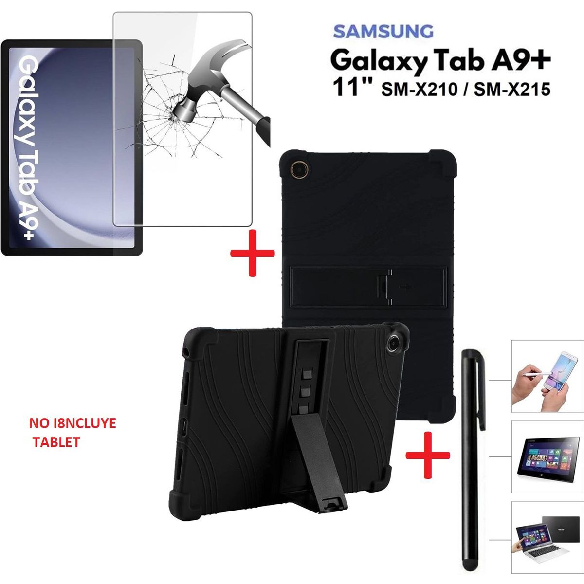 GENERICO - Funda + Mica + Lápiz para Samsung Tab A9 Plus 11.0 SM-X210 Silicona