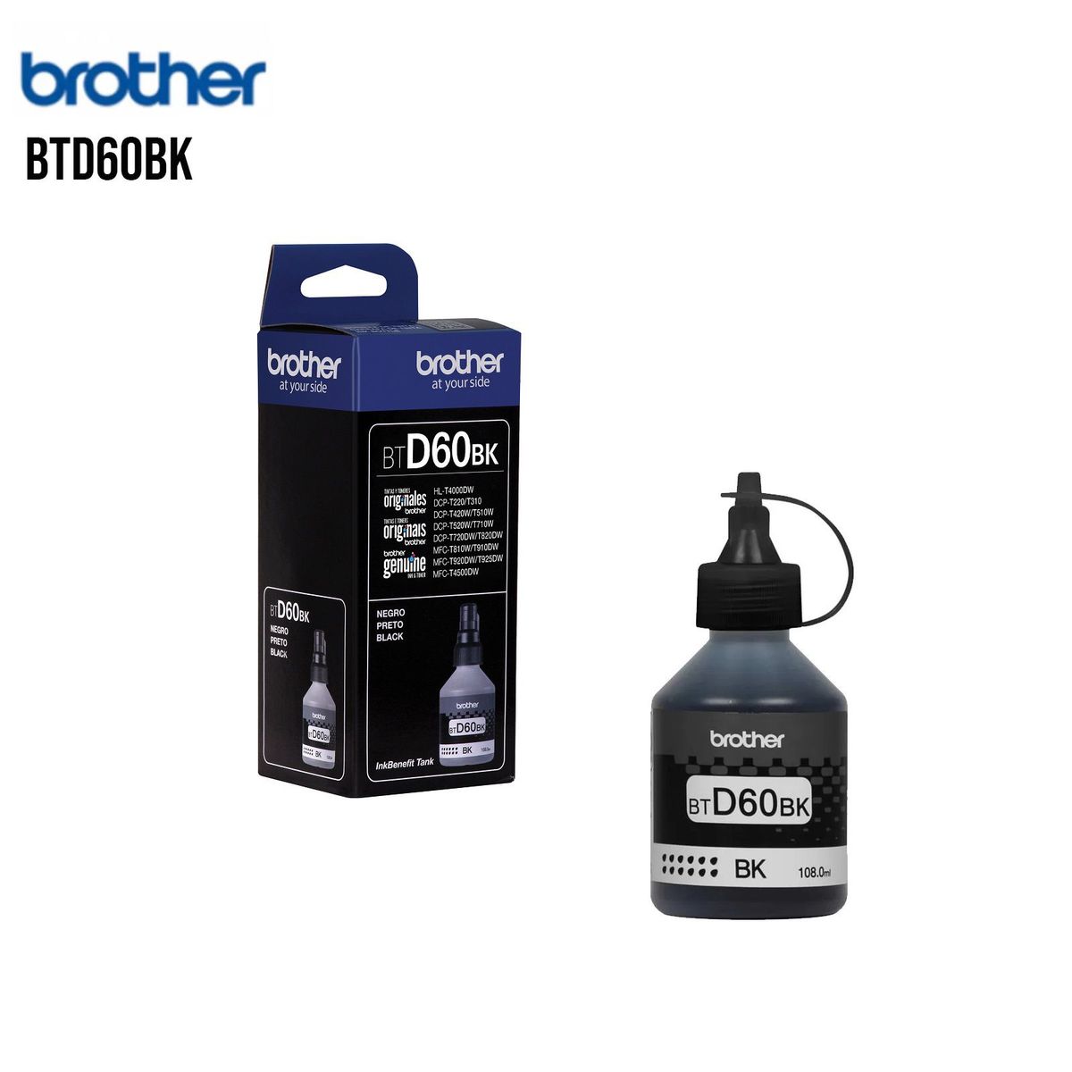 BROTHER - TINTA BROTHER BTD60BK negro Tinta para DCP-T520 DCP-T720  DCP-T820DW