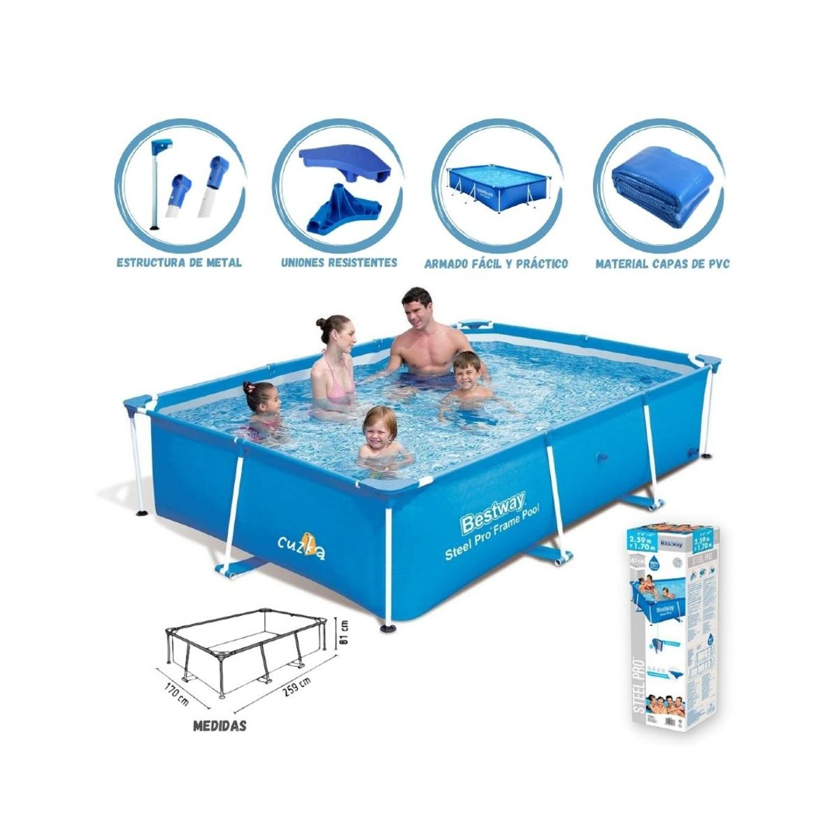 Bestway - Piscina Estructural Rectangular «MEDIANO» BESTWAY