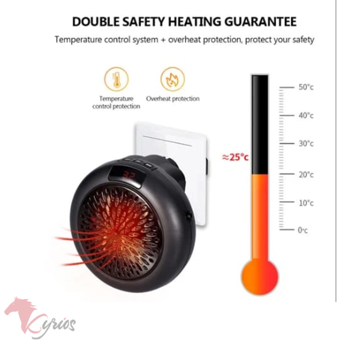 GENERICO - Calefactor Eléctrico De 900w Para El Hogar