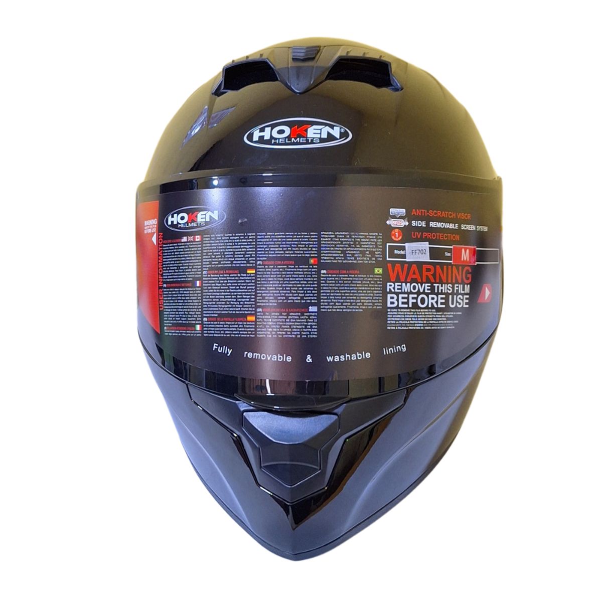 GENERICO - Casco Hoken FF702 Modular  Doble Visor talla M - Negro Brilloso