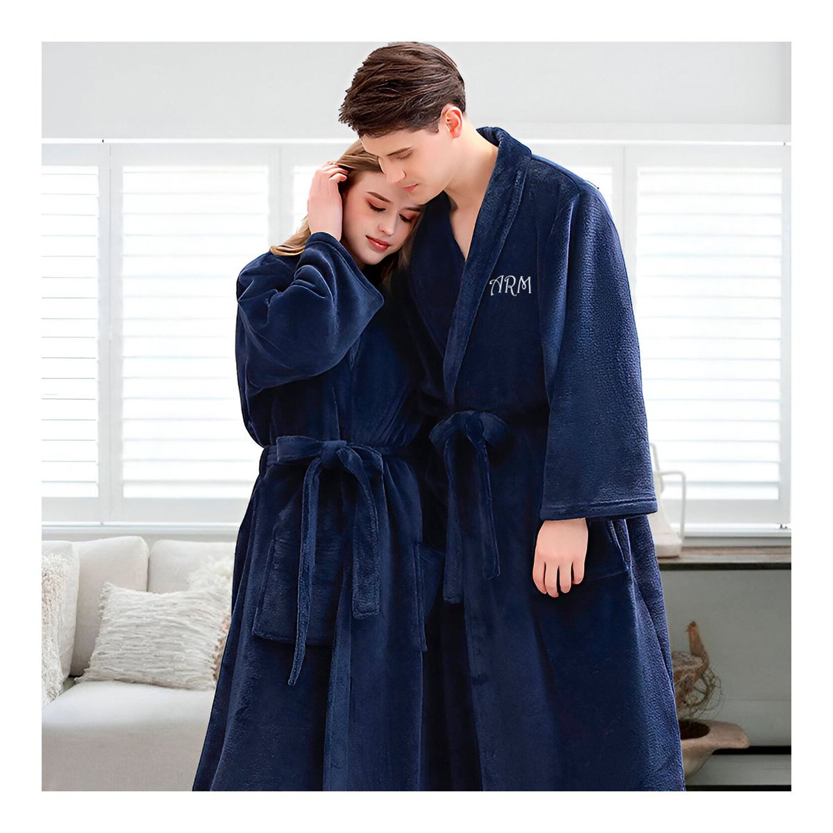 GENERICO - Bata Polar Abrigadora Invierno Azul Hombre Cicciobello