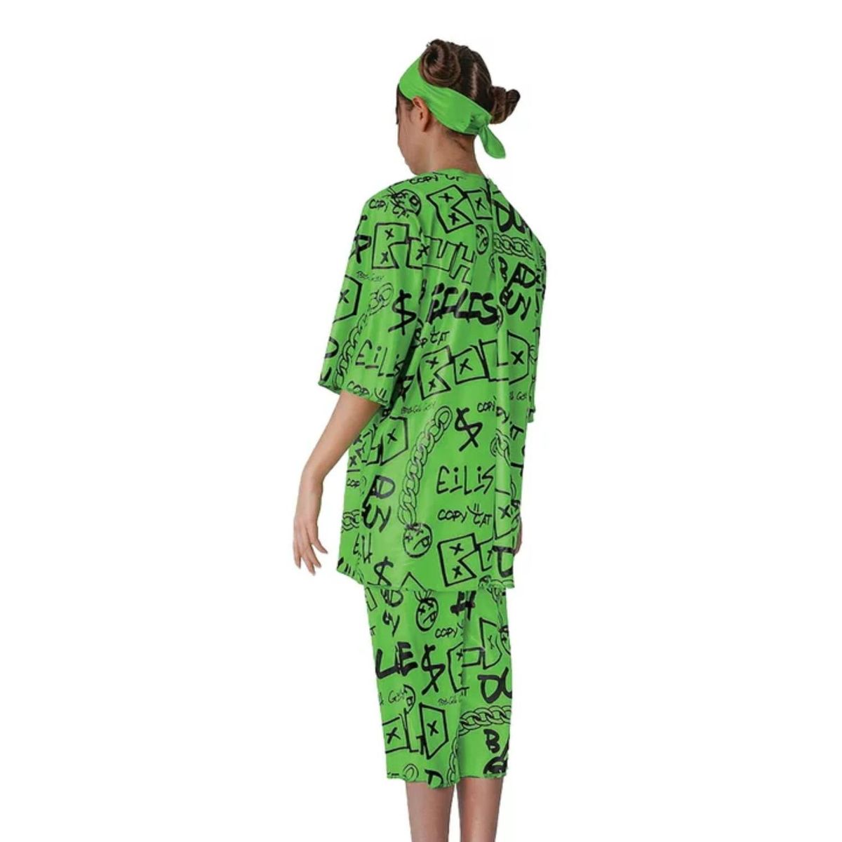 GENERICO - Disfraz de Billie Eilish para adolescentes - Verde - 10/12