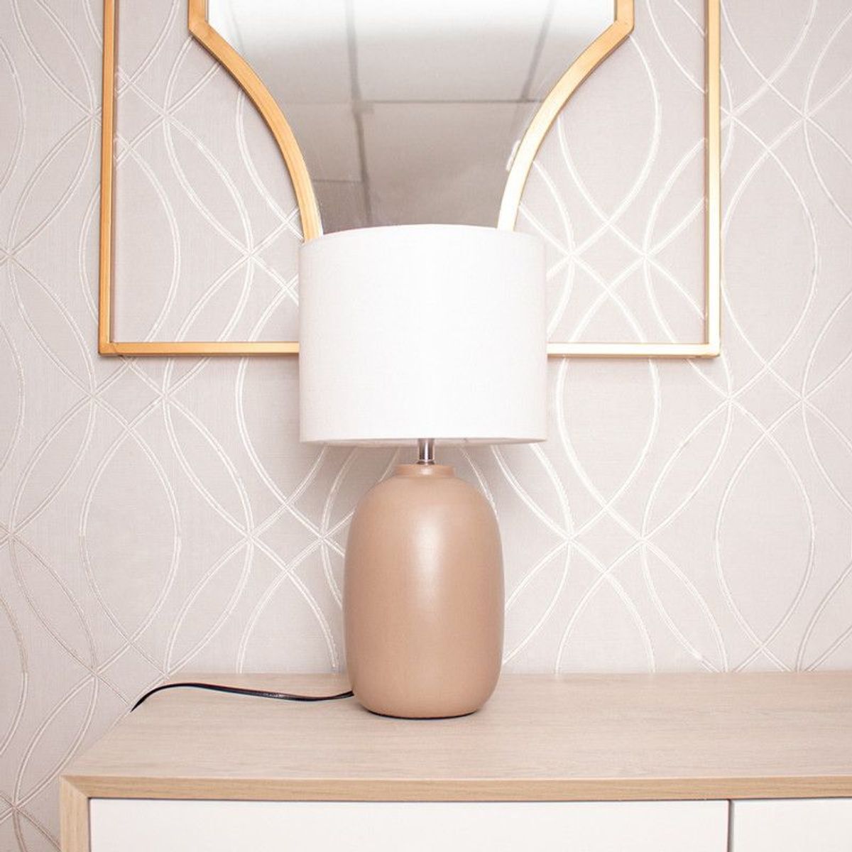 PANADECOR - Lampara De Mesa Cerámica Marrón