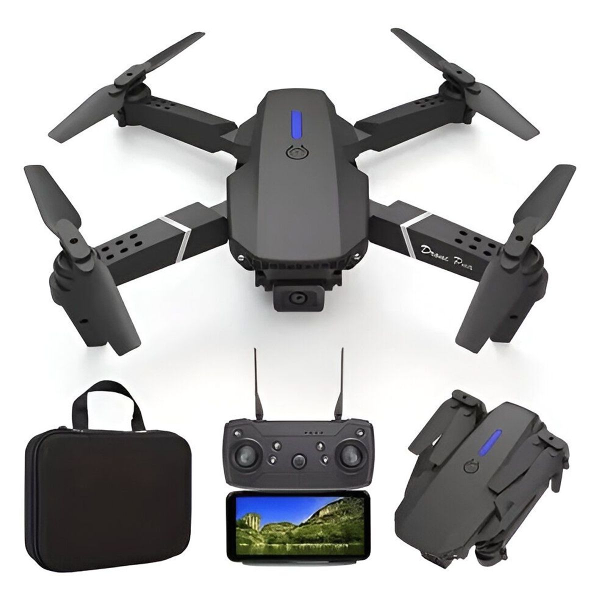 GENERICO - Drone E88 Pro ,  Doble Camara HD ,  Shooting con Estuche y Repuesto