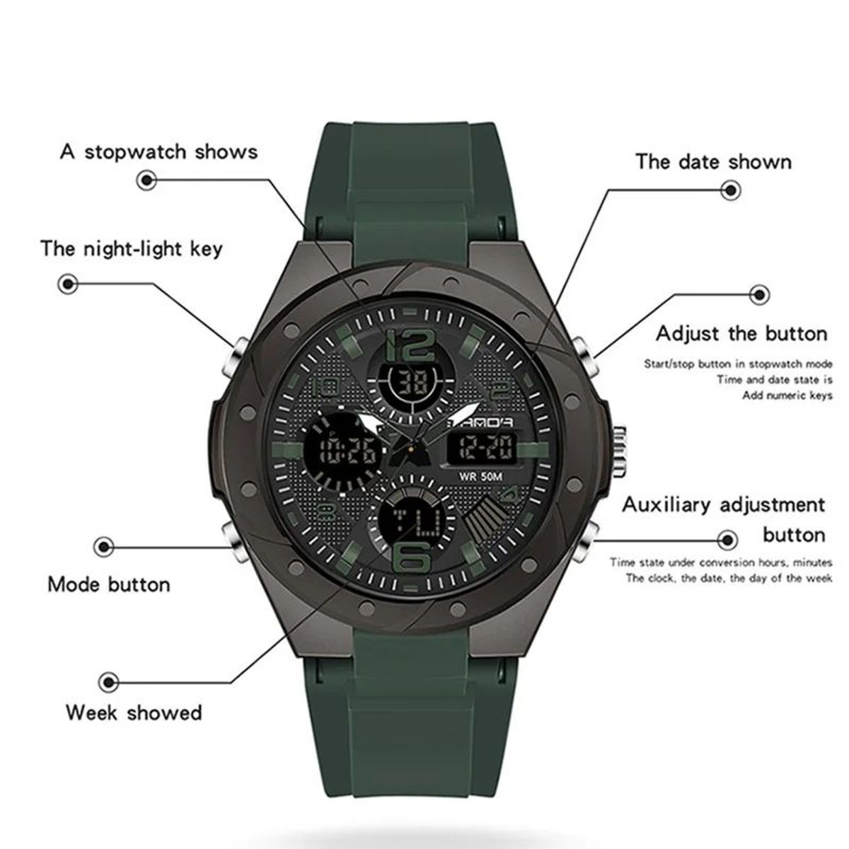 SANDA - Reloj Deportivo Sanda Tipo G Shock Resistente Metal