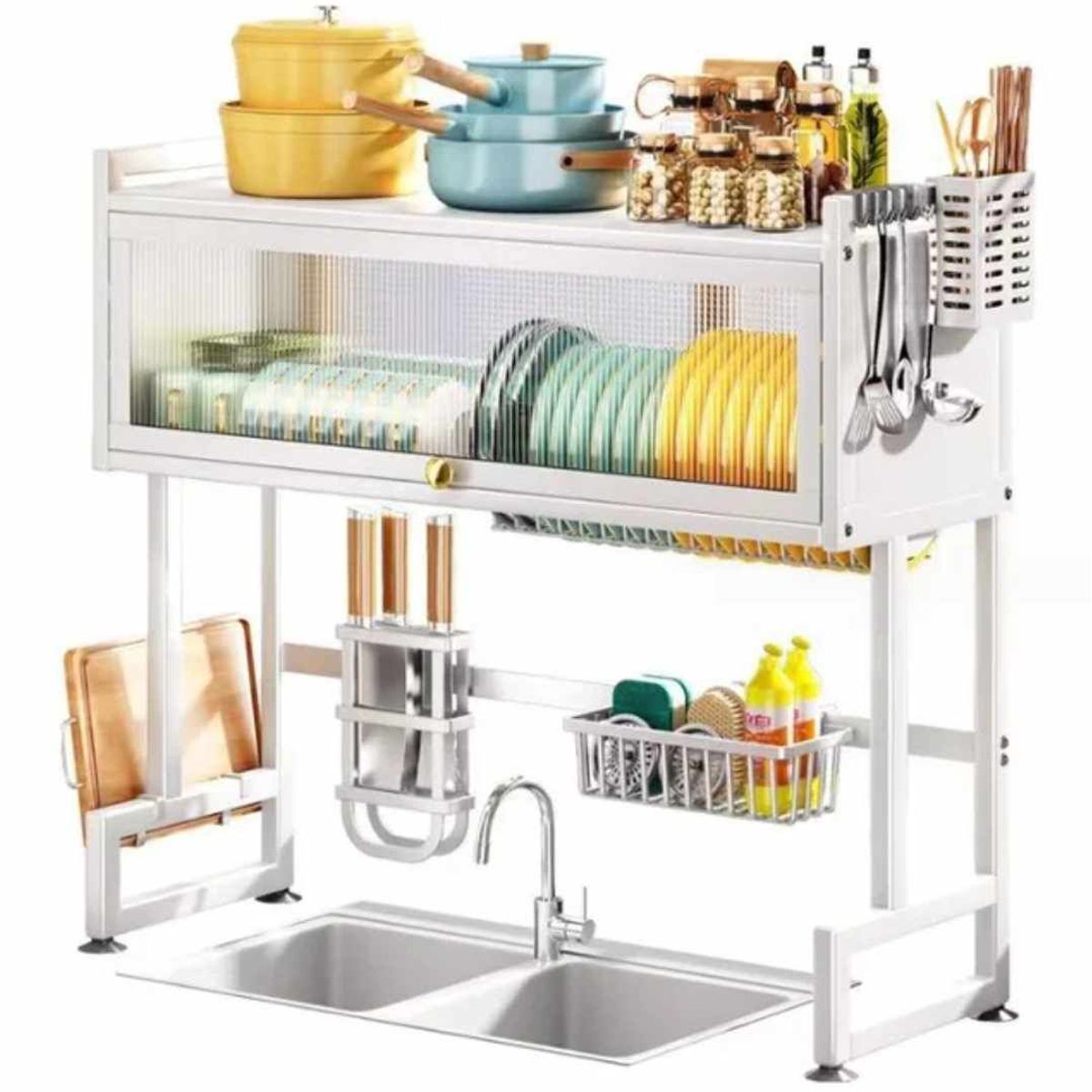 GENERICO - Escurridor de Platos de Acero Inoxidable de Fregadero Cocina con Tapa