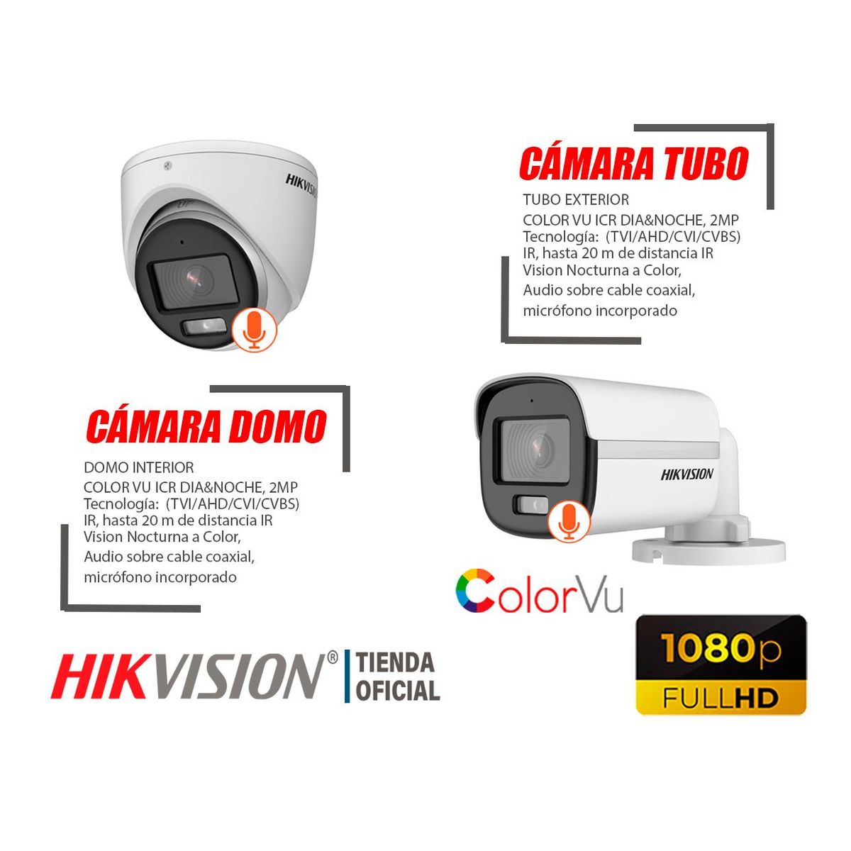 HIKVISION - KIT4 CÁMARAS VIGILANCIA HIKVISION FULLHD AUDIO COLORVUVISION +SSD240GB