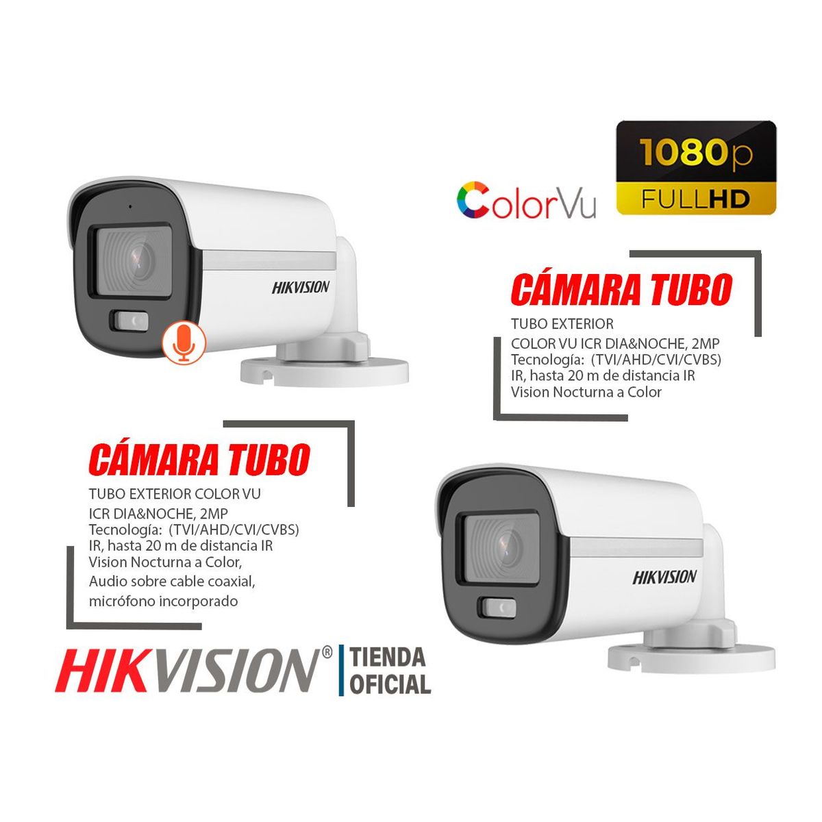 HIKVISION - KIT4 CÁMARAS VIGILANCIA EXTERIOR HIKVISION 1080P COLORVUNOCH +SSD480GB