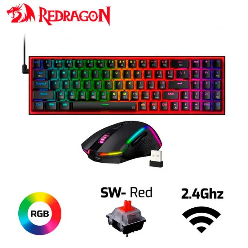 REDRAGON - Combo REDRAGON POLLUX+TRIDENT S136 Teclado+Mouse Inalambrico-Bluetooth