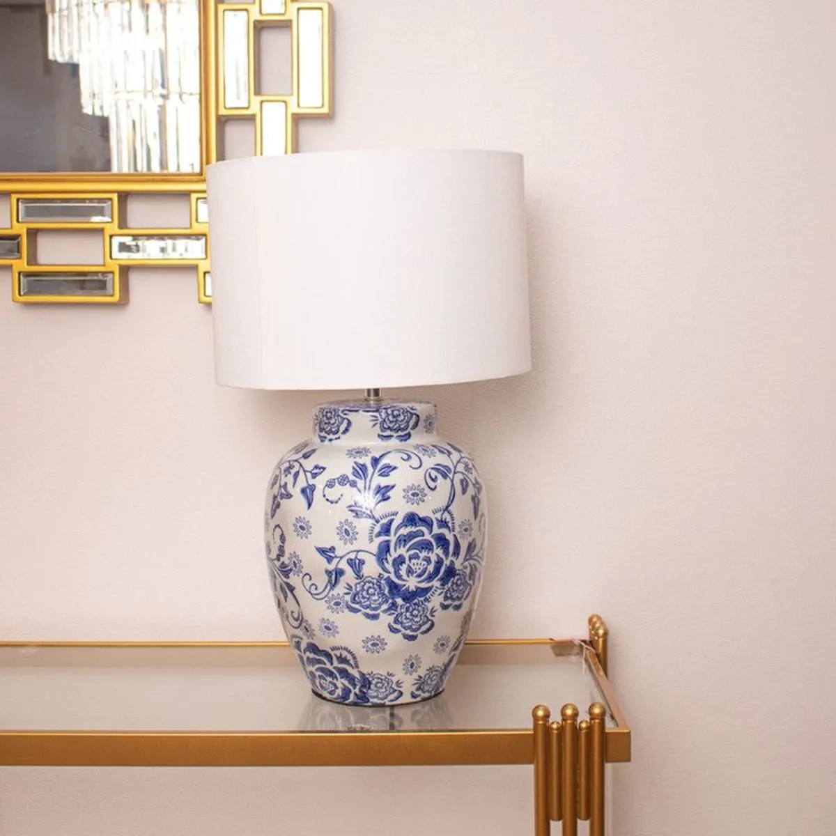 PANADECOR - Lámpara De Mesa Cerámica Floral