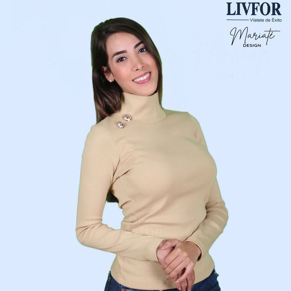 GENERICO - CAFARENA 2 BOTONES BEIGE - RIB GRUESO