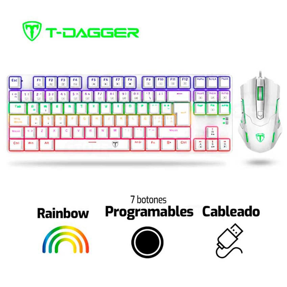T-DAGGER - Combo T-DAGGER ADVANCE FORCE T-TGS005-SP Teclado + Mouse Blanco